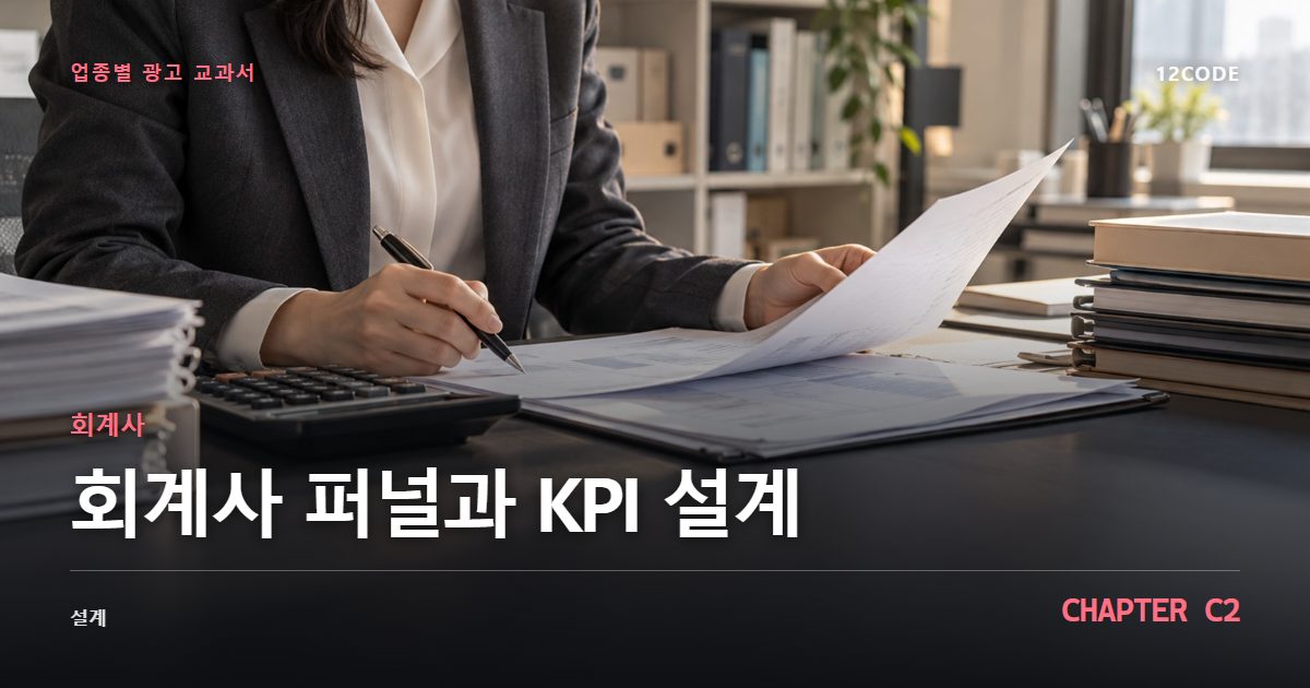 회계사 업종별 광고 교과서 C2장, 퍼널과 KPI 설계을 안내하는 표지 이미지