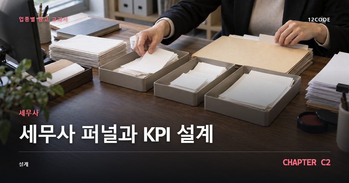 세무사 업종별 광고 교과서 C2장, 퍼널과 KPI 설계을 안내하는 표지 이미지
