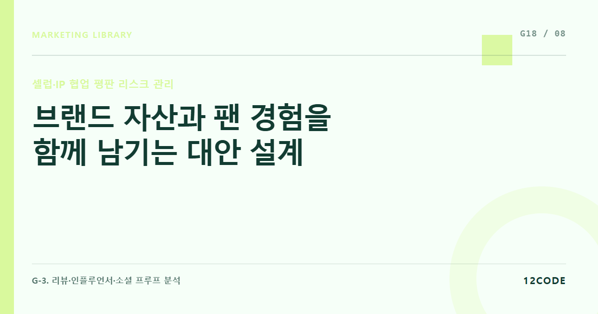 12code 라이브러리 아티클 표지. 브랜드 자산과 팬 경험을 함께 남기는 대안 설계