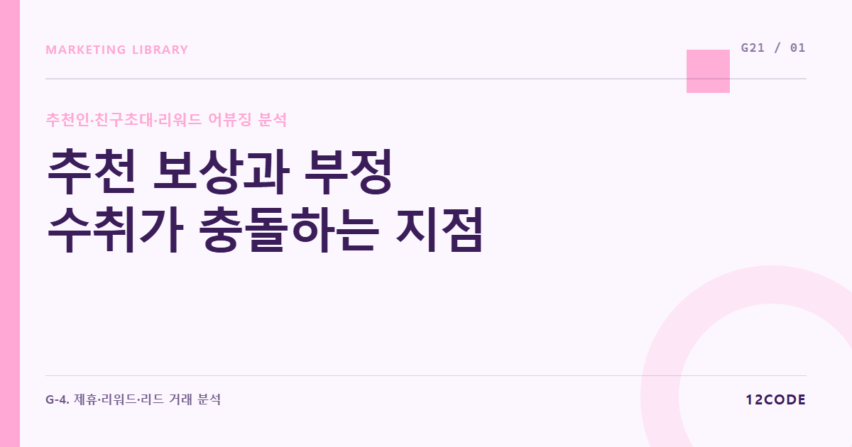 12code 라이브러리 아티클 표지. 추천 보상과 부정 수취가 충돌하는 지점