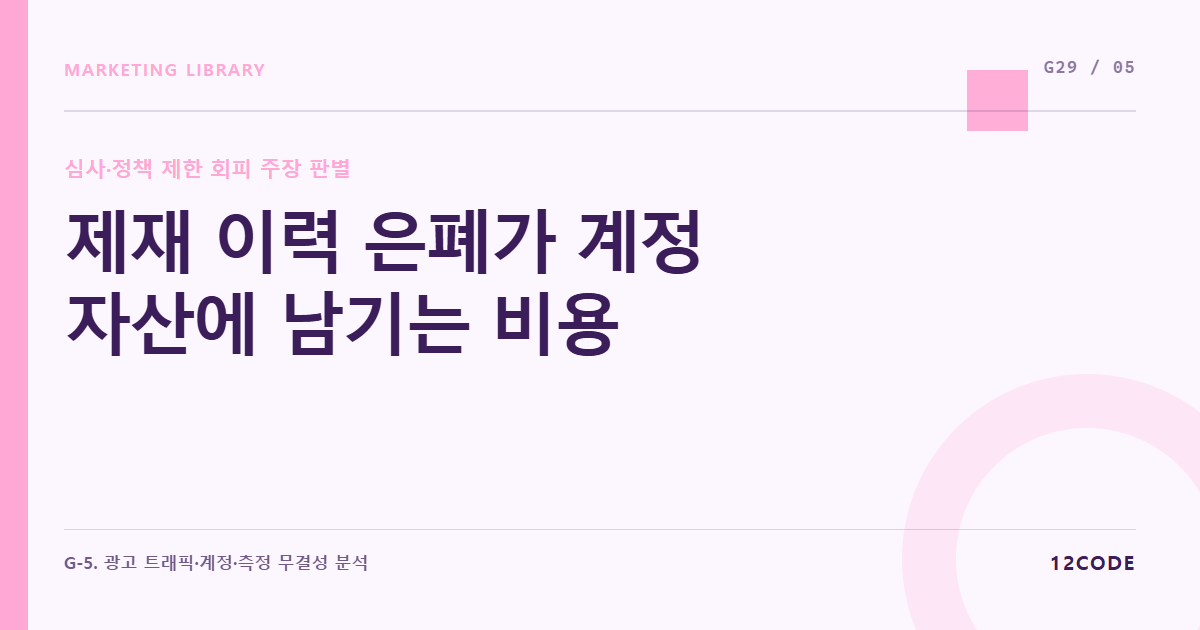 12code 라이브러리 아티클 표지. 제재 이력 은폐가 계정 자산에 남기는 비용